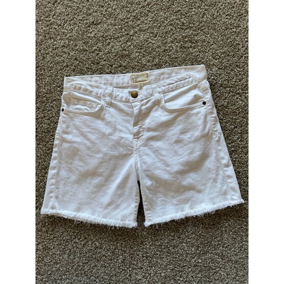 Current Elliott Shorts White Denim Size 26 The Boyfriend Rolled Short Oversized - Picture 2 of 8